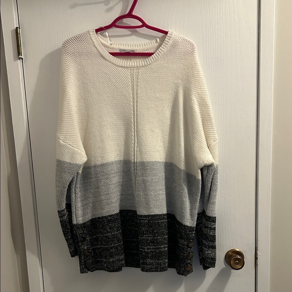 Warehouse Women's Color Block Sweater - Cream, Gray, Black